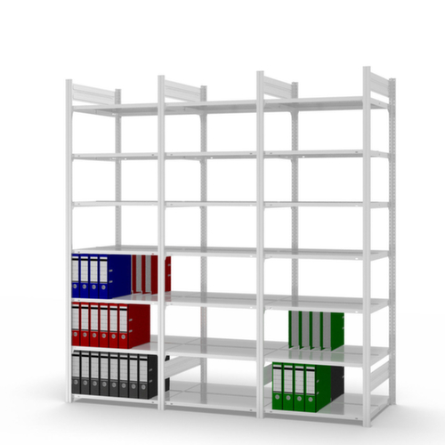 hofe Akten-Steckregal Anbaufeld, 6 Böden, RAL7035 Lichtgrau