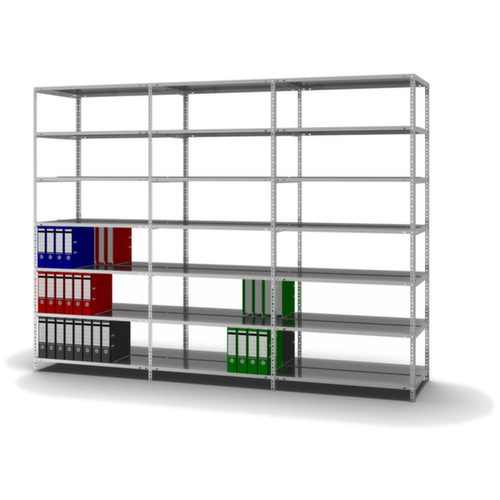 hofe Akten-Schraubregal Anbaufeld zur beidseitigen Nutzung, 7 Böden, mit korrosionsschützender Zinkbeschichtung