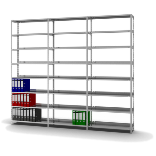 hofe Akten-Schraubregal Anbaufeld zur beidseitigen Nutzung, 8 Böden, mit korrosionsschützender Zinkbeschichtung