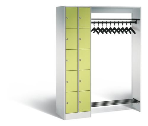 C+P Schließfach-Garderobe Classic mit 10 Fächern + Hutablage + Schuhrost, Breite 1410 mm