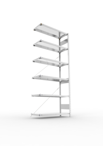 META System-Steckregal CLIP Anbaufeld, Höhe x Breite x Tiefe 2500 x 1006 x 436 mm, 6 Böden