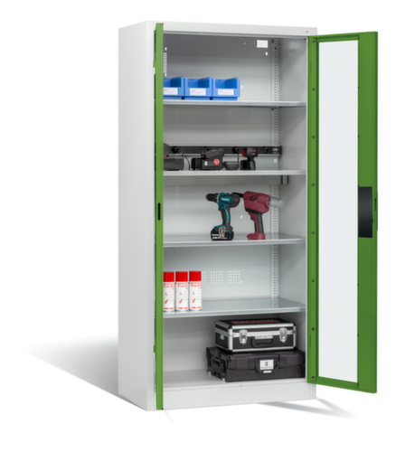 C+P Akkuladeschrank ERGO, RAL7035 Lichtgrau/RAL6011 Resedagrün