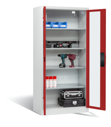 C+P Akkuladeschrank ERGO, RAL7035 Lichtgrau/RAL3003 Rubinrot