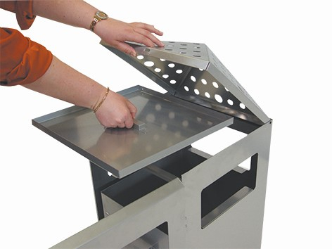 Edelstahl-Kombiascher PYRAMIDE mit 4 Einwurföffnungen