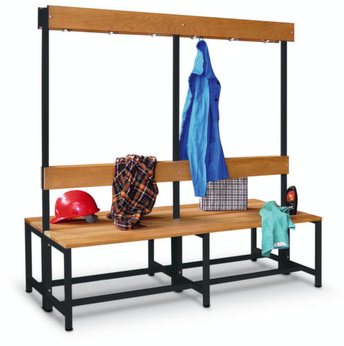 PAVOY Umkleidebank Basis mit Haken und Holzleisten