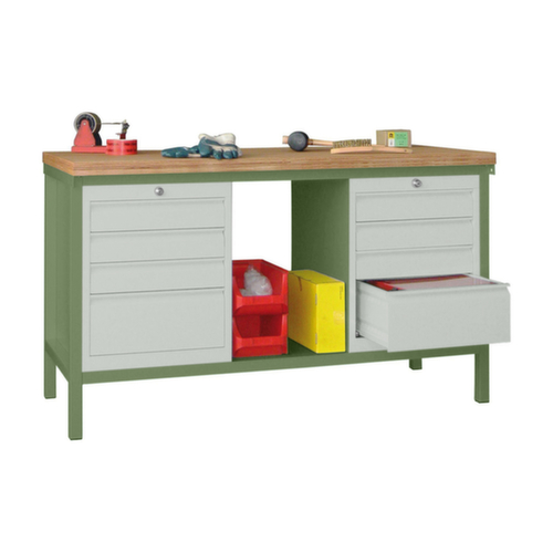 PAVOY Werkbank mit verschiedenen Unterbauten, 8 Schubladen, 1 Ablageboden