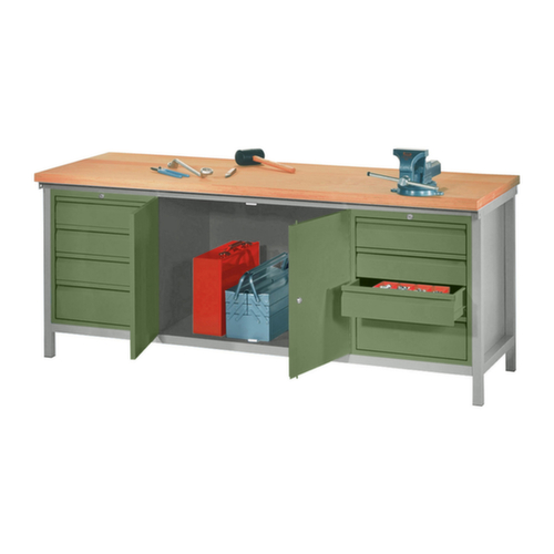 PAVOY Werkbank mit verschiedenen Unterbauten, 8 Schubladen, 1 Schrank