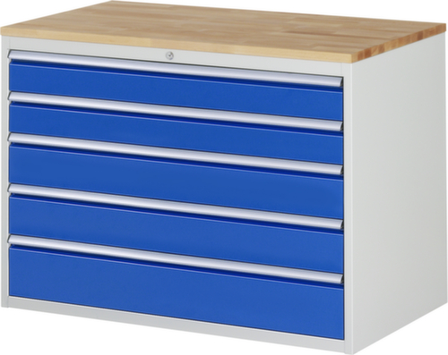 RAU Schubladenschrank Serie 7000, 5 Schublade(n), RAL7035 Lichtgrau/RAL5010 Enzianblau