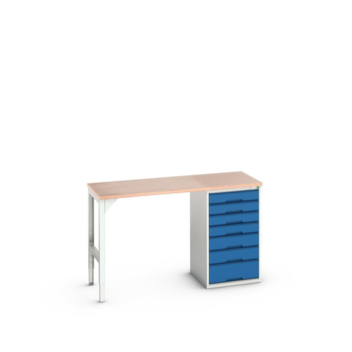 bott Werkbank verso, 7 Schubladen, RAL7035 Lichtgrau/RAL5010 Enzianblau