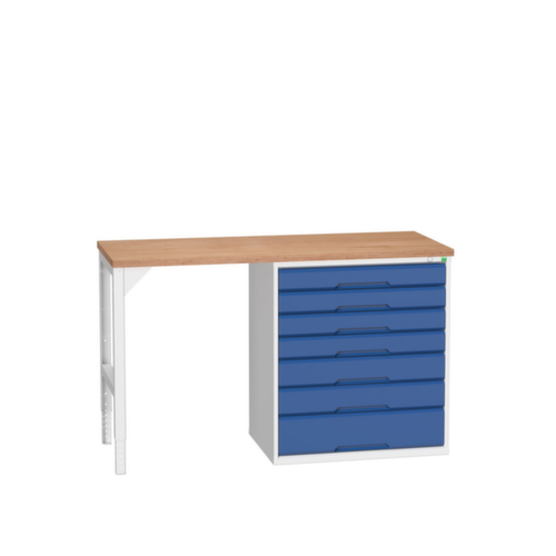 bott Werkbank verso, 7 Schubladen, RAL7035 Lichtgrau/RAL5010 Enzianblau