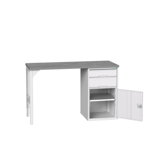 bott Werkbank verso, 2 Schubladen, 1 Schrank, RAL7035 Lichtgrau/RAL7035 Lichtgrau