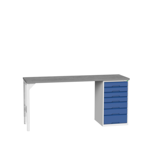 bott Werkbank verso, 7 Schubladen, RAL7035 Lichtgrau/RAL5010 Enzianblau