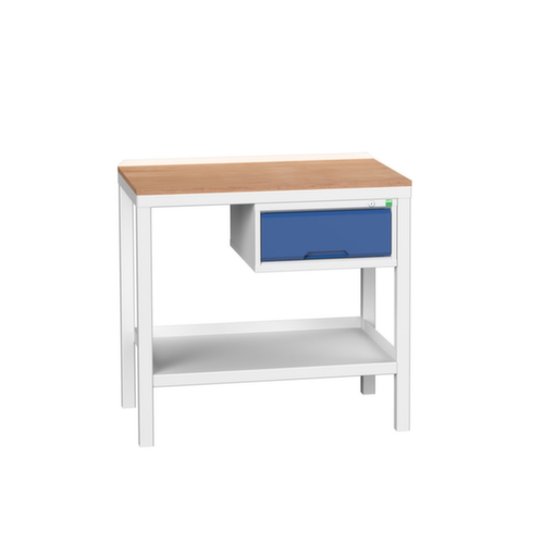 bott Werkbank verso, 1 Schublade, 1 Ablageboden, RAL7035 Lichtgrau/RAL5010 Enzianblau