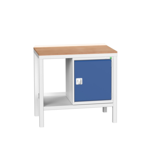 bott Werkbank verso, 1 Schrank, 1 Ablageboden, RAL7035 Lichtgrau/RAL5010 Enzianblau