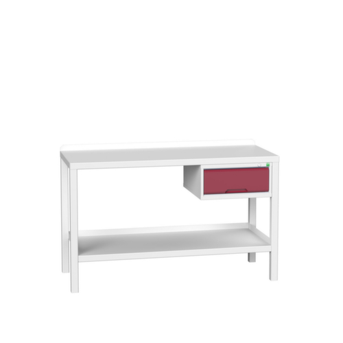 bott Werkbank verso, 1 Schublade, 1 Ablageboden, RAL7035 Lichtgrau/RAL3004 Purpurrot