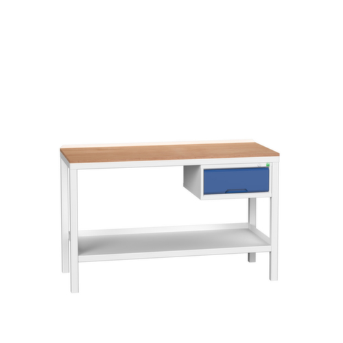 bott Werkbank verso, 1 Schublade, 1 Ablageboden, RAL7035 Lichtgrau/RAL5010 Enzianblau