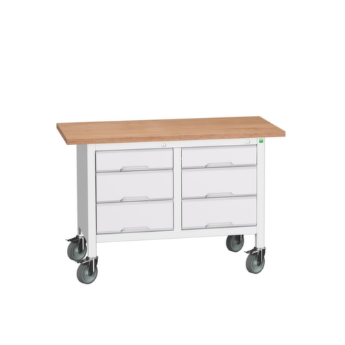 bott Fahrbare Kastenwerkbank verso, 6 Schubladen, RAL7035 Lichtgrau/RAL7035 Lichtgrau