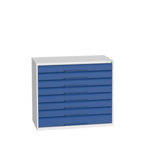bott Schubladenschrank verso, 8 Schublade(n), RAL7035 Lichtgrau/RAL5010 Enzianblau