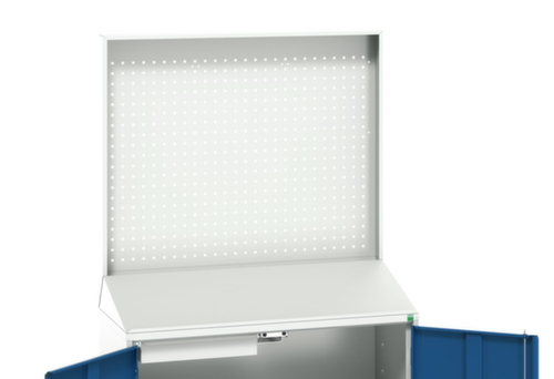 bott Pultschrank verso mit Rückwand, RAL7035 Lichtgrau/RAL5010 Enzianblau