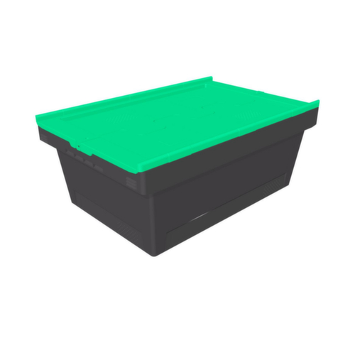 BITO Umweltfreundlicher Mehrwegbehälter MB Eco, Inhalt 38 l, Zweiteiliger Klappdeckel