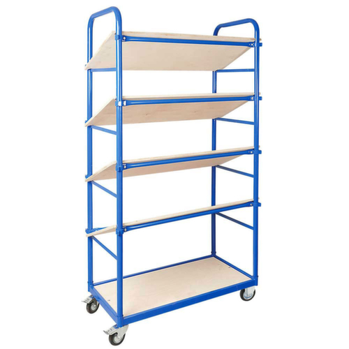 Regalwagen mit Schrägböden, Traglast 250 kg, 5 Etagen