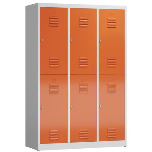 Doppelstöckiger Garderobenschrank ClassiX, Abteilbreite 395 mm