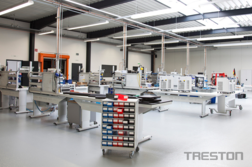 Treston Großes Lagermagazin, 48 Schublade(n), RAL7035 Lichtgrau/blau