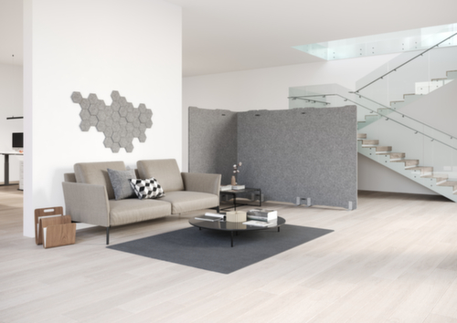 Rahmenlose Akustikstellwand Aufstellwinkel verstellbar, Höhe x Breite 1800 x 1000 mm, Wand grau meliert