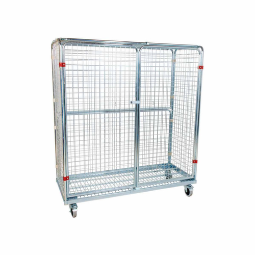 Rollbehälter mit 3 Wänden und Tür, Traglast 500 kg, Länge x Breite 620 x 1500 mm