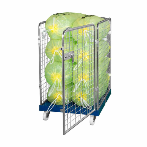 Rollbehälter rolltainer® ADB mit 3 Wänden und Tür, Traglast 500 kg, Länge x Breite 815 x 724 mm