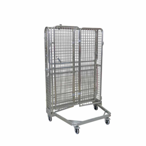 Nestbarer Sicherheitsrollbehälter nestainer® mit Doppelflügeltür, Traglast 500 kg, Länge x Breite 800 x 1200 mm