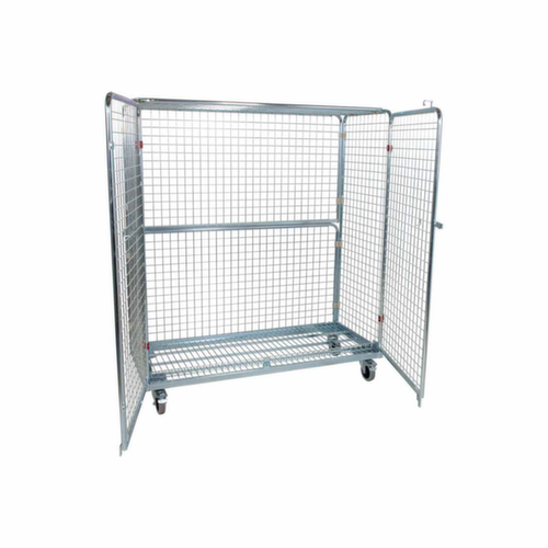 Rollbehälter mit 3 Wänden und Tür, Traglast 500 kg, Länge x Breite 620 x 1500 mm