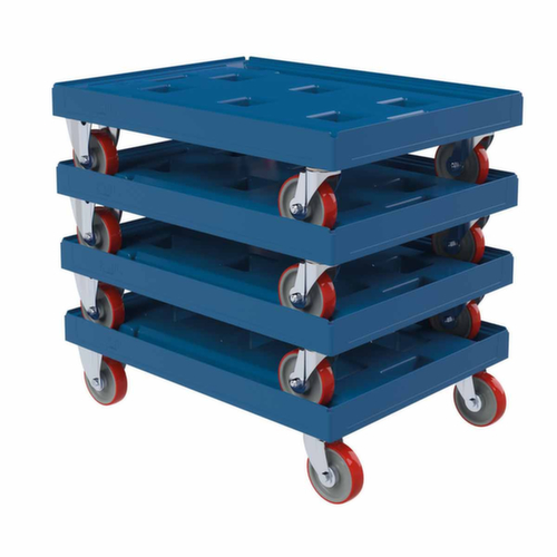 Stapelbarer Transportroller, Traglast 500 kg, Polyurethan-Bereifung