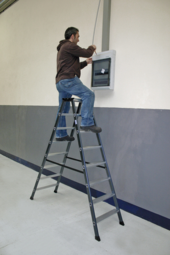 Krause Eloxierte Stufen-Doppelleiter MONTO® SePro D®, 2 x 8 rutschhemmend profilierte Stufen