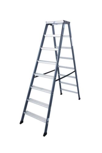 Krause Eloxierte Stufen-Doppelleiter MONTO® SePro D®, 2 x 8 rutschhemmend profilierte Stufen
