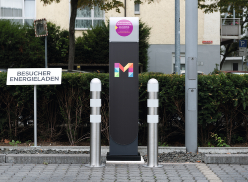 Moravia Edelstahl Schutzpoller CITY für Ladesäule, Höhe 800 mm, Zum Aufdübeln mit Bodenplatte