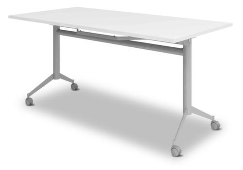 Fahrbarer Klapptisch, Höhe x Breite x Tiefe 750 x 1600 x 800 mm, Platte weiß