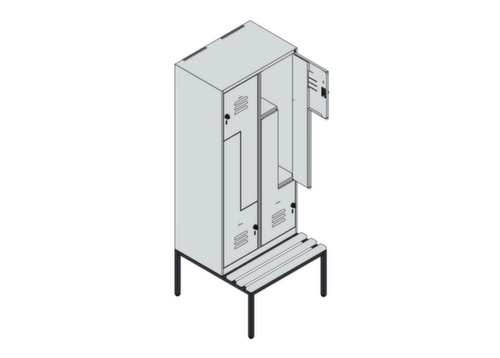 C+P Z-Spind Classic Plus mit untergebauter Sitzbank, Abteilbreite 400 mm