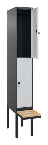 C+P Doppelstöckiger Spind Classic Plus mit Sitzbank, Abteilbreite 300 mm