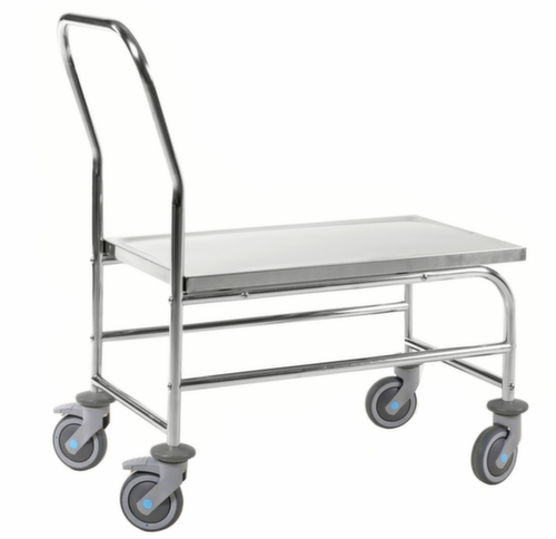 Kongamek Edelstahl-Schiebebügelwagen, Traglast 100 kg, Ladefläche 710 x 360 mm