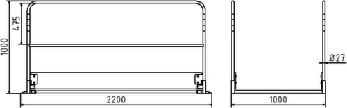 Schake Grabenbrücke mit Trittfläche aus Holz, Länge x Breite 2200 x 1000 mm