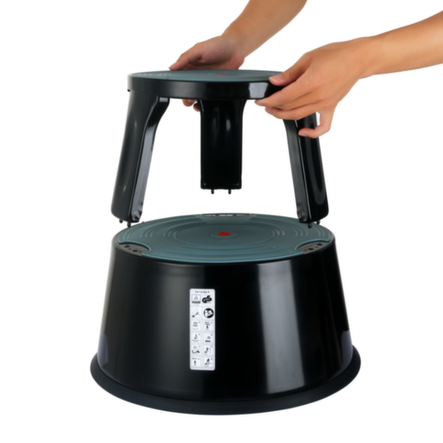 UDOBÄR Robuster Rolltritt für starke Beanspruchung, Metall, RAL9005 Tiefschwarz