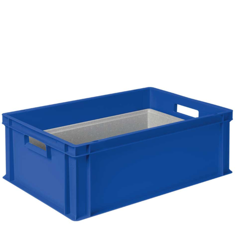 Euronorm-Stapelbehälter mit Isolierbox, blau, Inhalt 44,5 l, Auflagedeckel für Isolierbox