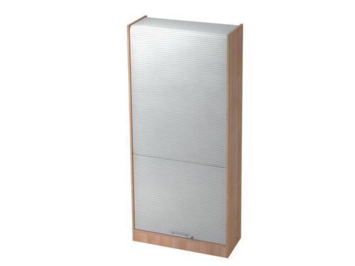 Rollladenschrank, 5 Ordnerhöhen, Nussbaum/silber