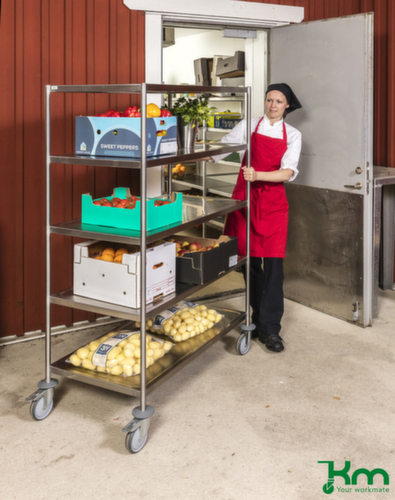 Kongamek Edelstahl-Etagenwagen, Traglast 200 kg, 5 Etagen