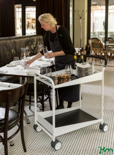 Kongamek Tischwagen Konga Design mit 2 Schiebebügeln 690x435 mm, Traglast 150 kg, 2 Etagen