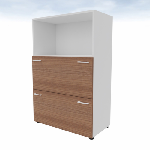 Quadrifoglio Hängeregistraturschrank T45, 2 Auszüge, weiß/Nussbaum