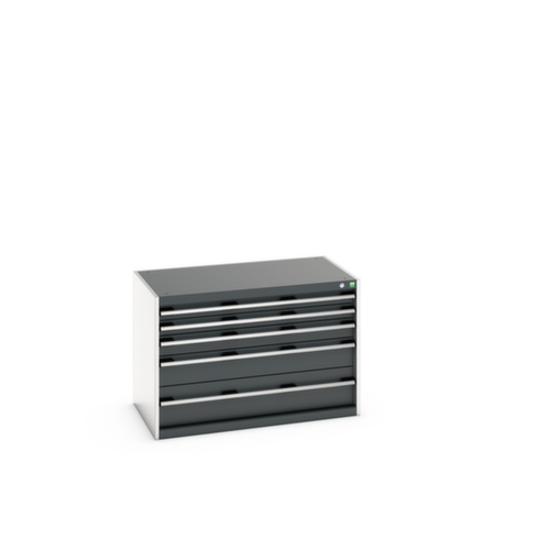 bott Schubladenschrank cubio Grundfläche 1050x650 mm, 5 Schublade(n), RAL7035 Lichtgrau/RAL7016 Anthrazitgrau