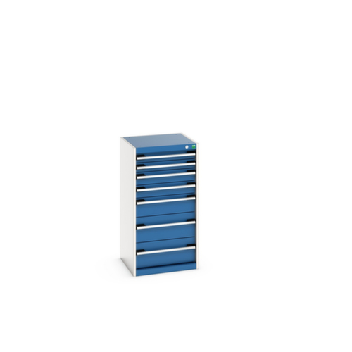 bott Schubladenschrank cubio Grundfläche 525x525 mm, 7 Schublade(n), RAL7035 Lichtgrau/RAL5010 Enzianblau