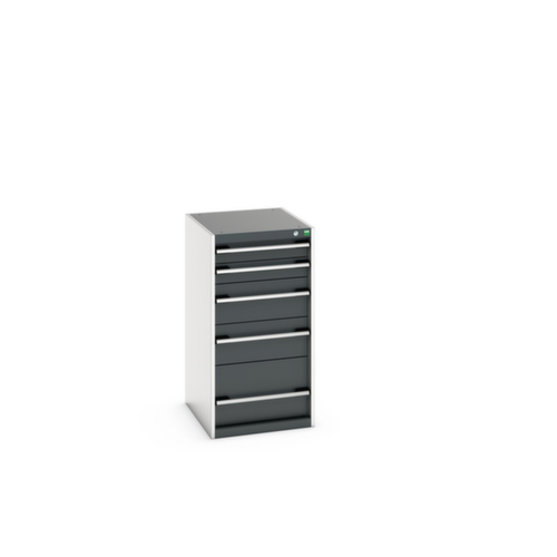 bott Schubladenschrank cubio Grundfläche 525x650 mm, 5 Schublade(n), RAL7035 Lichtgrau/RAL7016 Anthrazitgrau